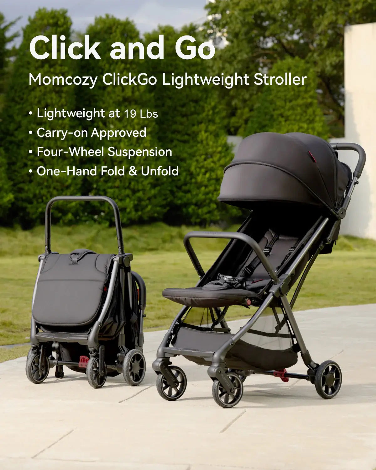 Momcozy ClickGo Lightweight Travel Stroller, Black - view 2