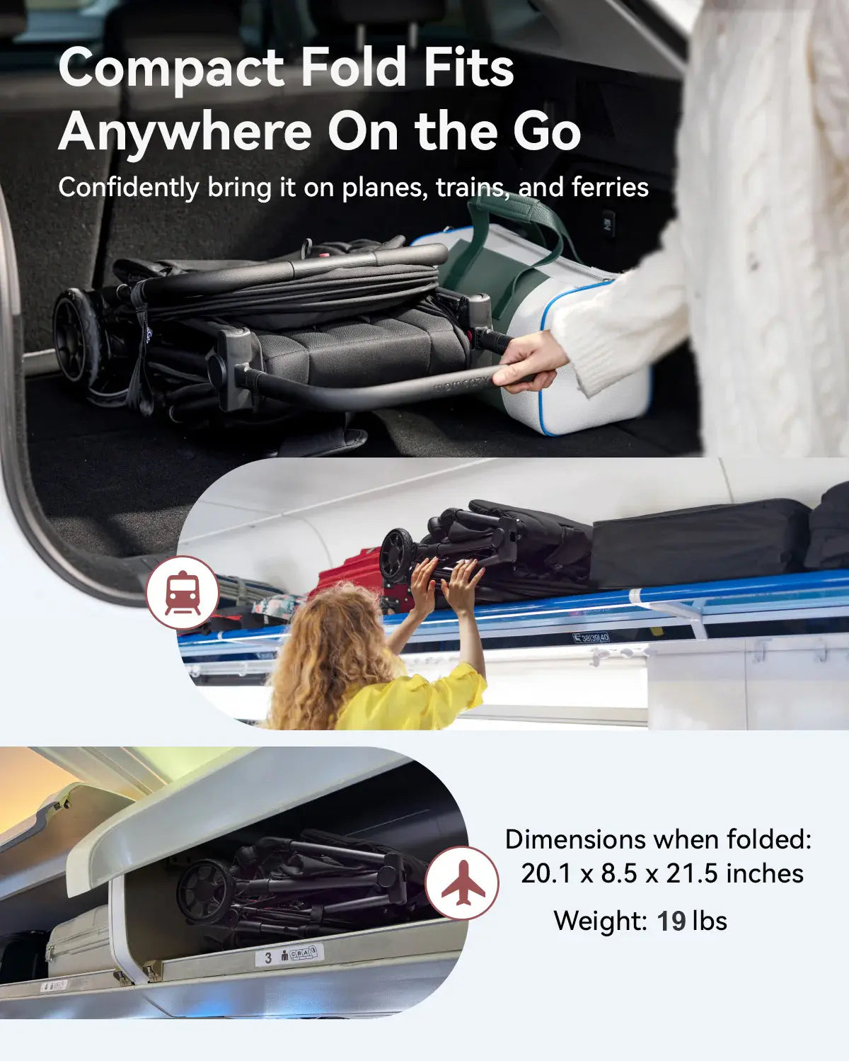 Momcozy ClickGo Lightweight Travel Stroller, Black - view 7