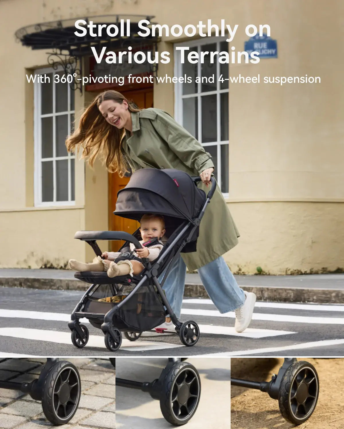 Momcozy ClickGo Lightweight Travel Stroller, Black - view 5