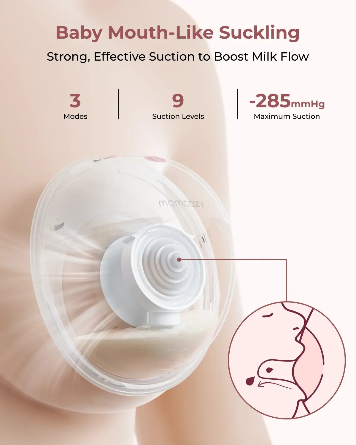 Momcozy M5 Smart Wearable Breast Pump with App Control, Grey - view 7