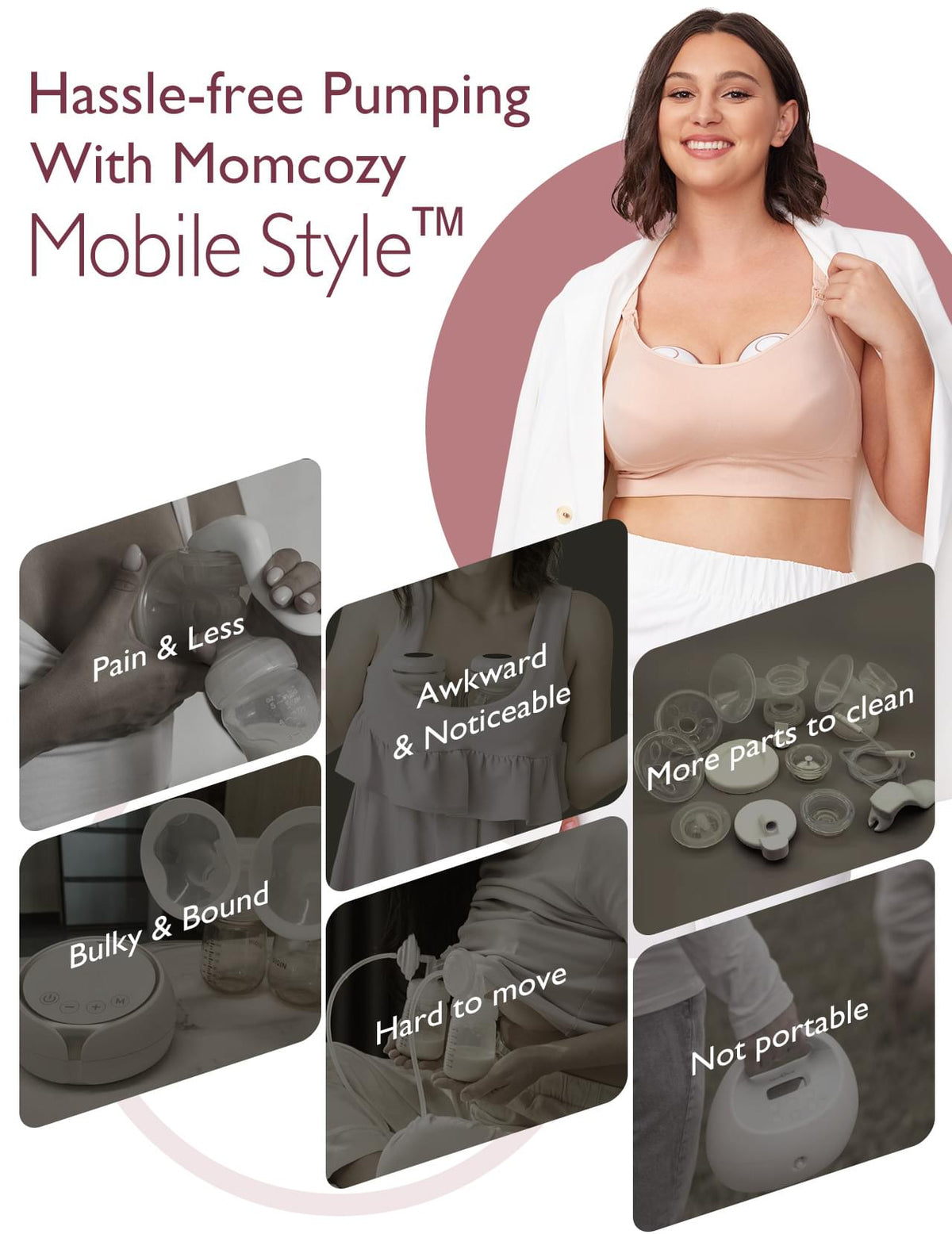 Momcozy M6 Wearable Breast Pump, Grey - view 4