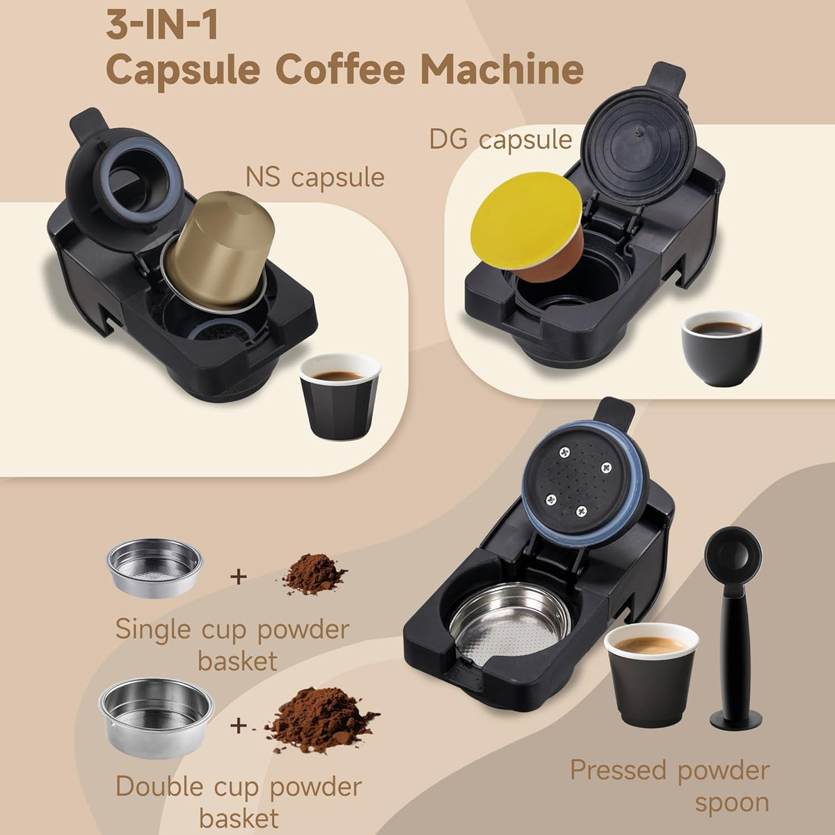 3-in-1 Smart Capsule Coffee Machine, photo 3 of 9, Oasis Store Qatar