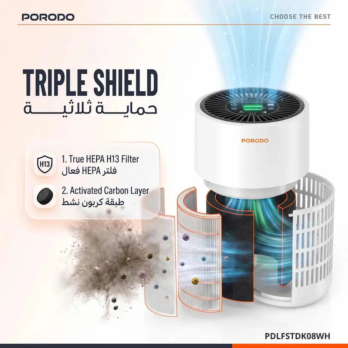 Porodo Purea Prime Air Purifier, White