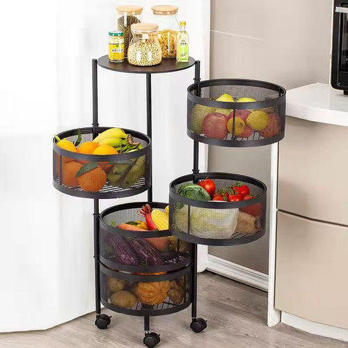 4-Tier Rotating Kitchen Storage Trolley, available in Qatar from Oasis Store