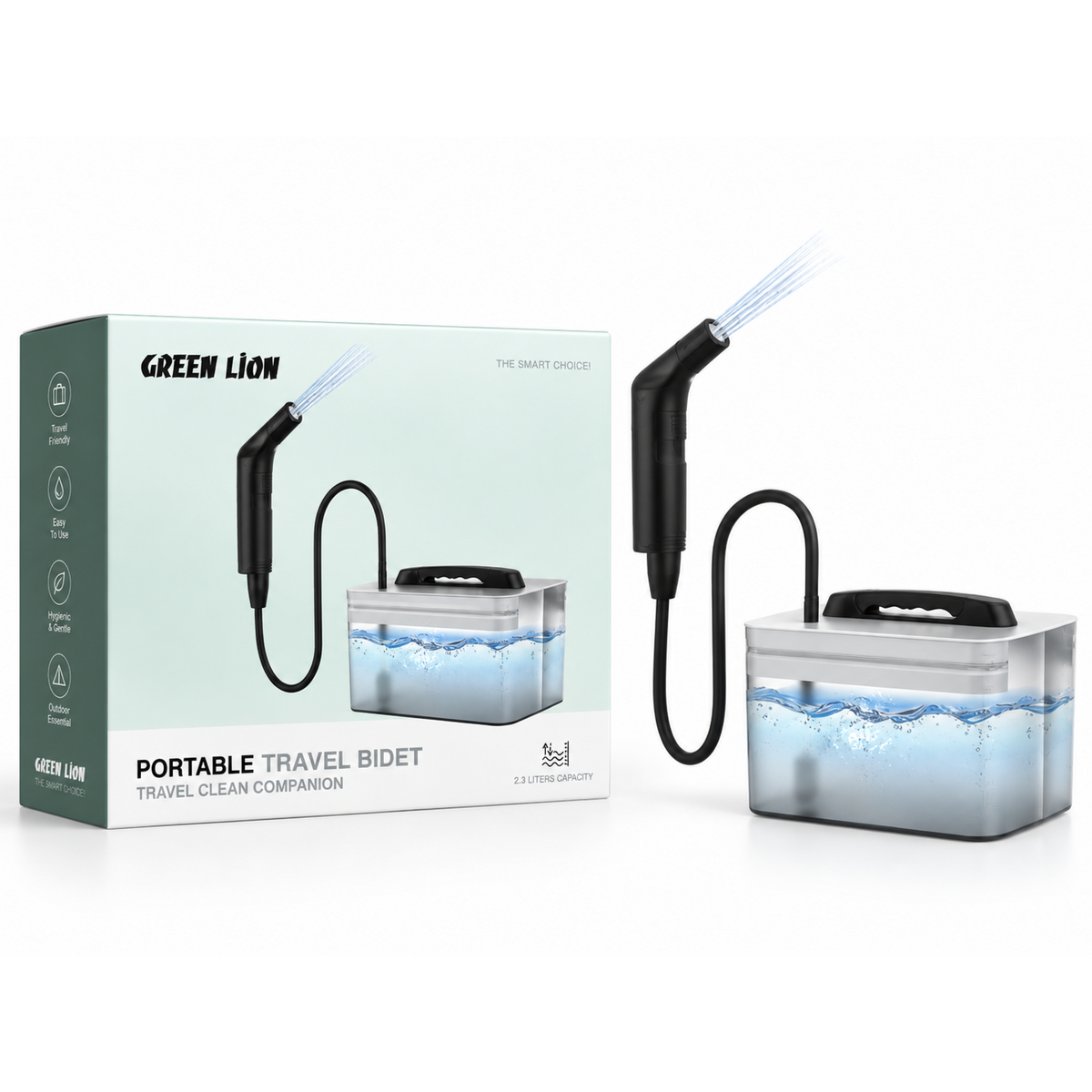 Green Lion Portable Travel Bidet, Transparent