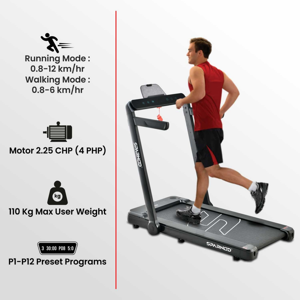 Sparnod Fitness Treadmill STH-3060, Grey