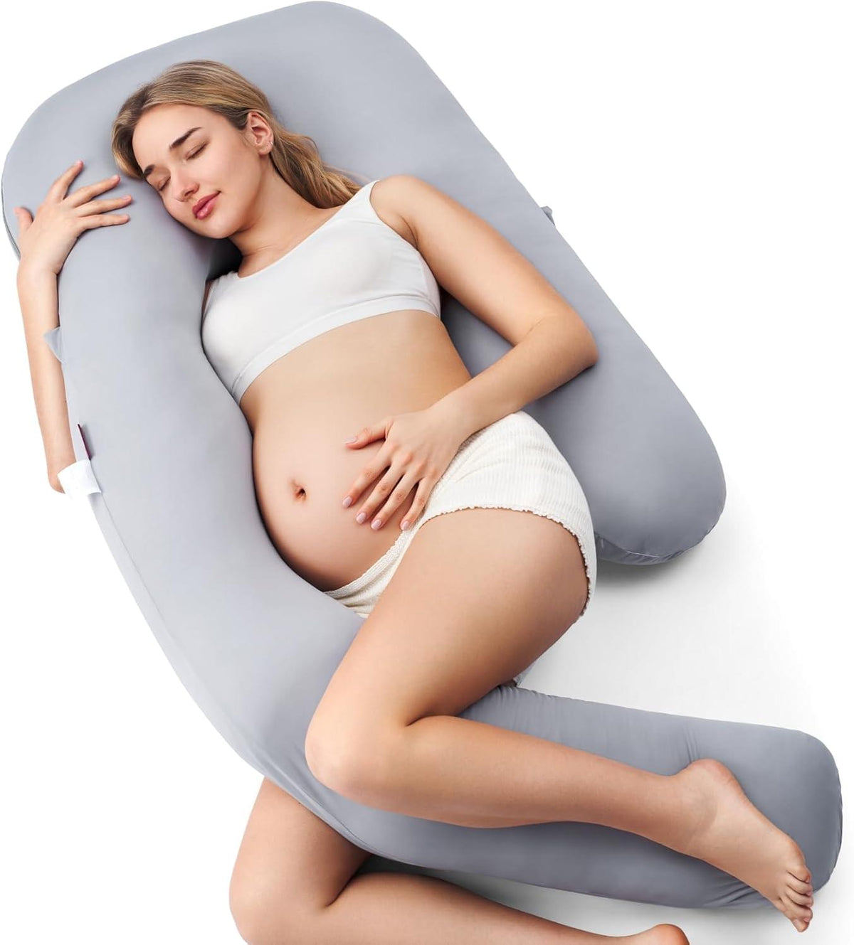Momcozy Dreamline U Pro Pregnancy Pillow with Cooling Cover, Grey