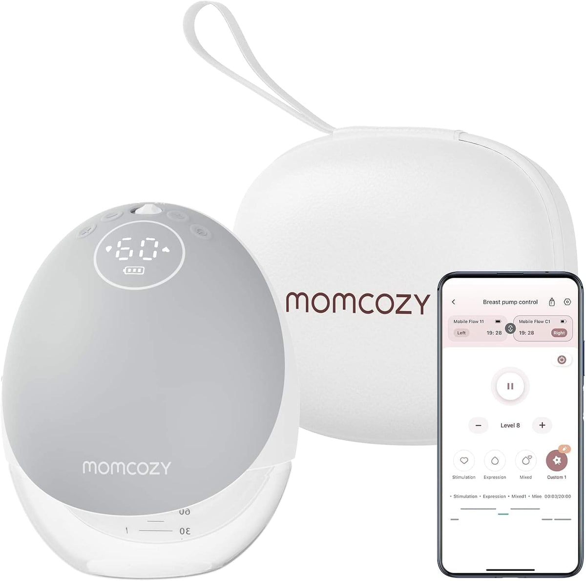 Momcozy M9 Wearable Breast Pump with App Control, Grey - view 2