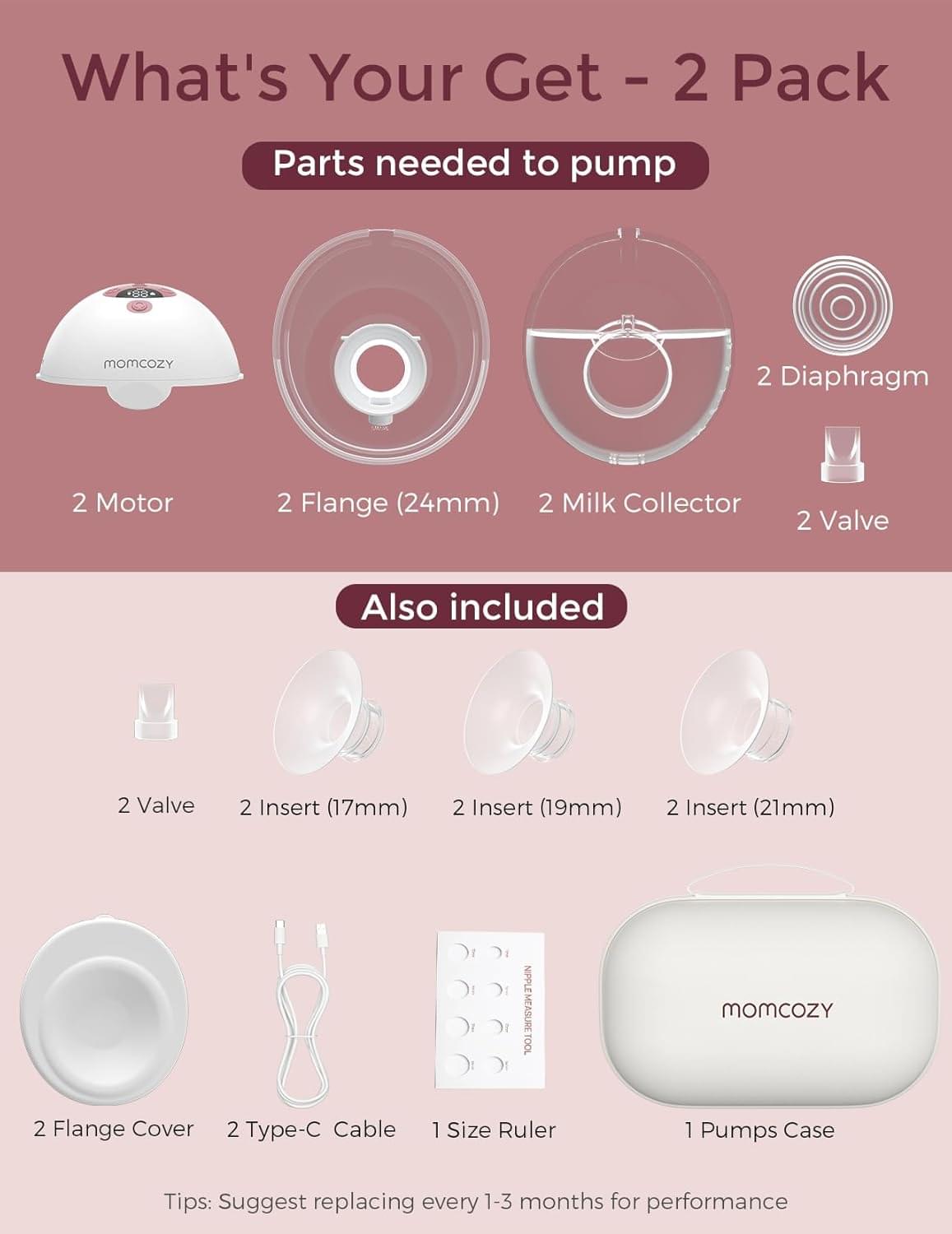 Momcozy M5 Smart Wearable Breast Pump with App Control, Maroon - view 5