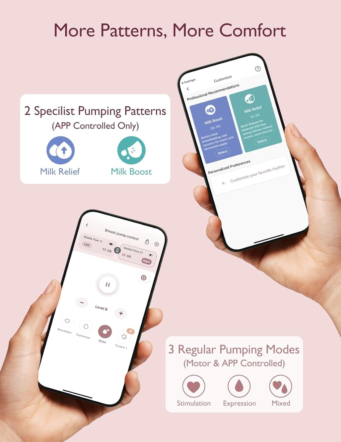 Momcozy M9 Wearable Breast Pump with App Control, Grey - view 5