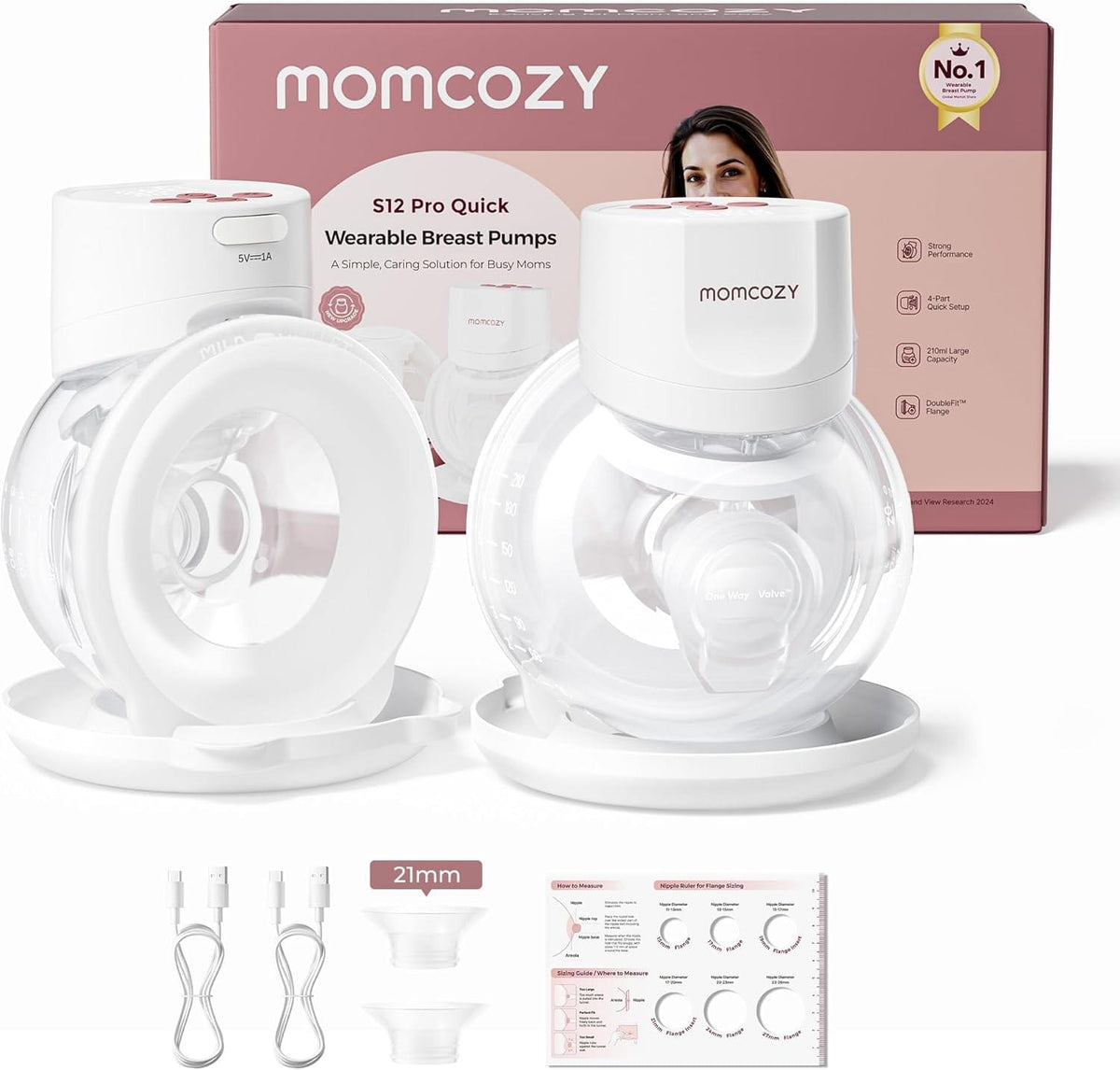 Momcozy S12 Pro Wearable Breast Pump, White
