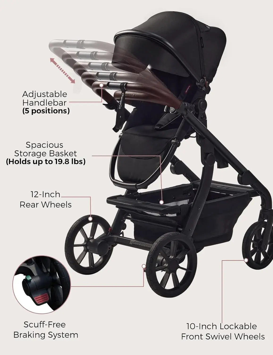Momcozy ChangeGo Convertible Baby Stroller - view 6