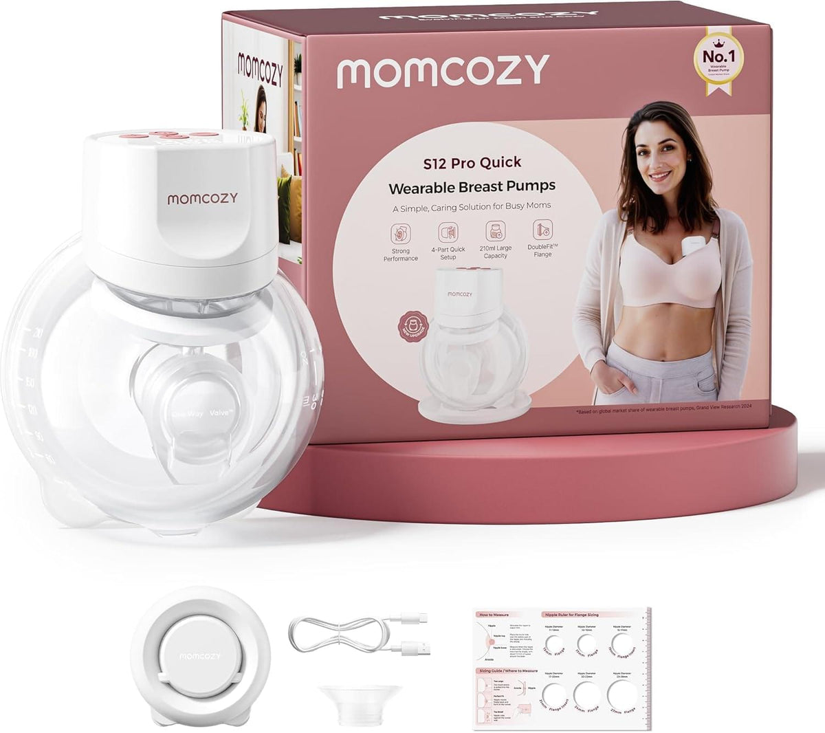 Momcozy S12 Pro Wearable Breast Pump, White - view 2