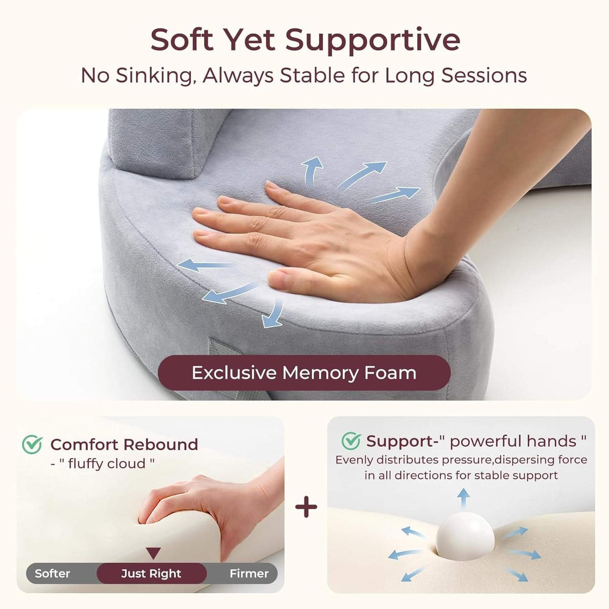 Momcozy Memory Foam Nursing Pillow with Waist Belt, Grey - view 7