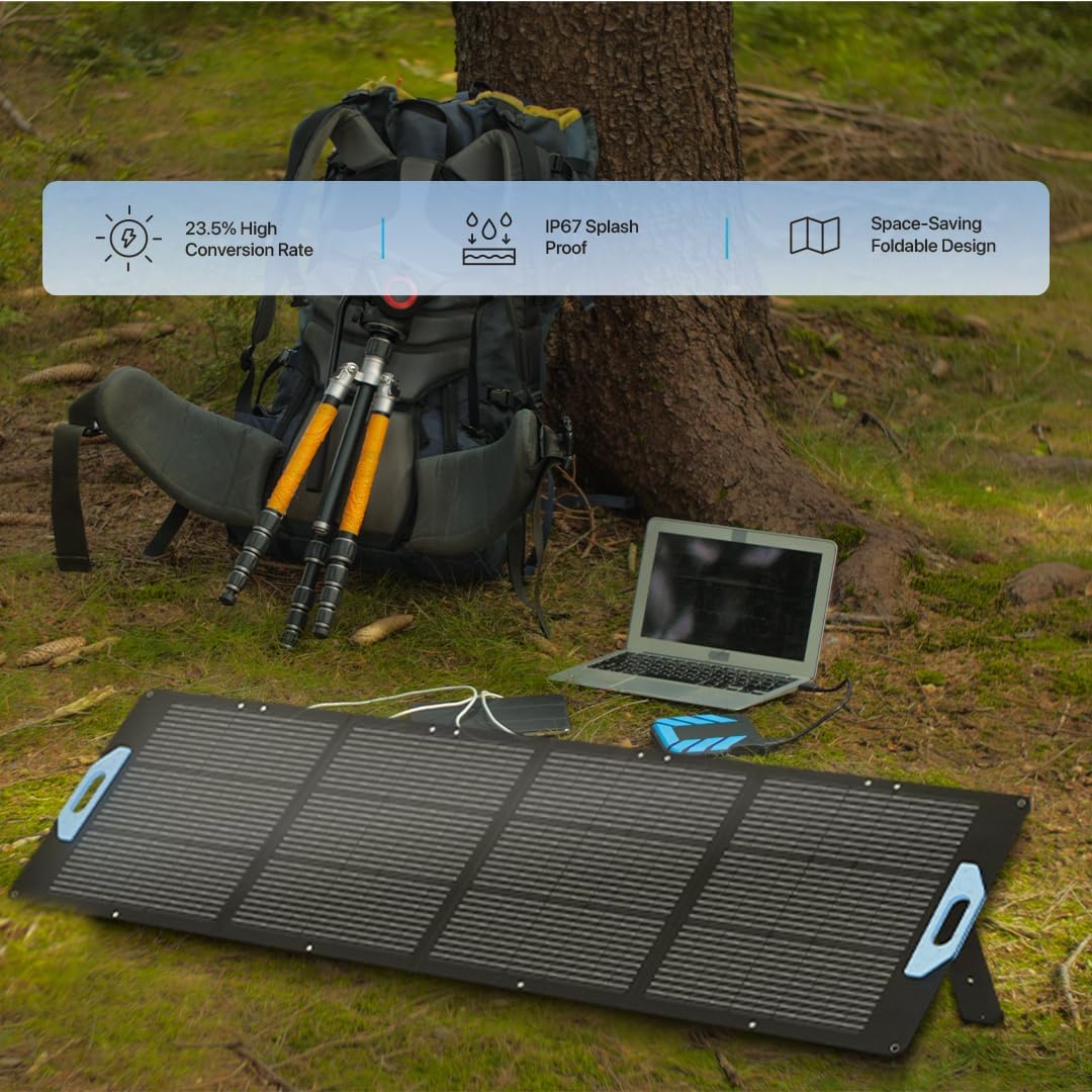 Powerology 200W Foldable Solar Panel, Black