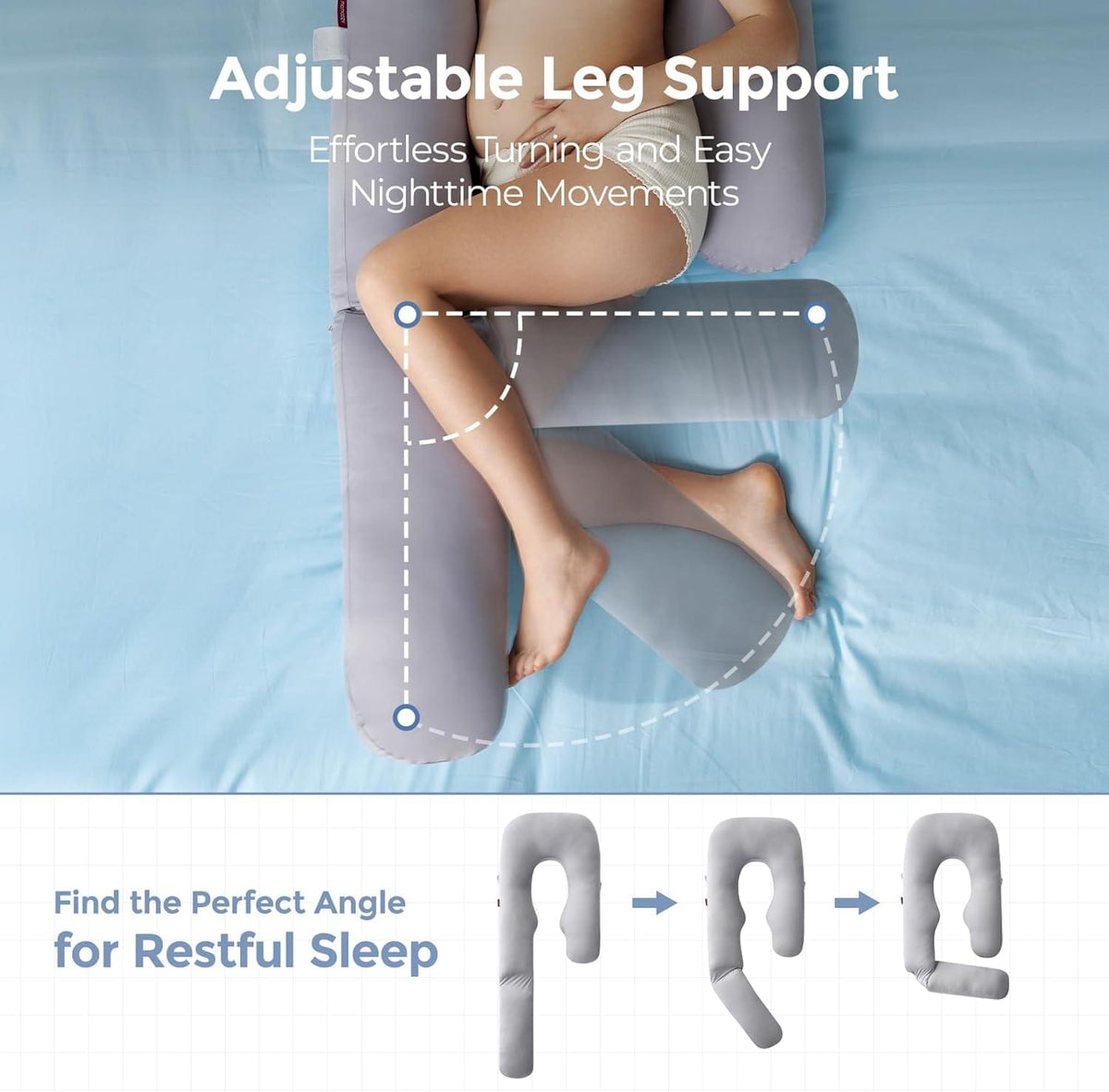 Momcozy Dreamline U Pro Pregnancy Pillow with Cooling Cover, Grey - view 2