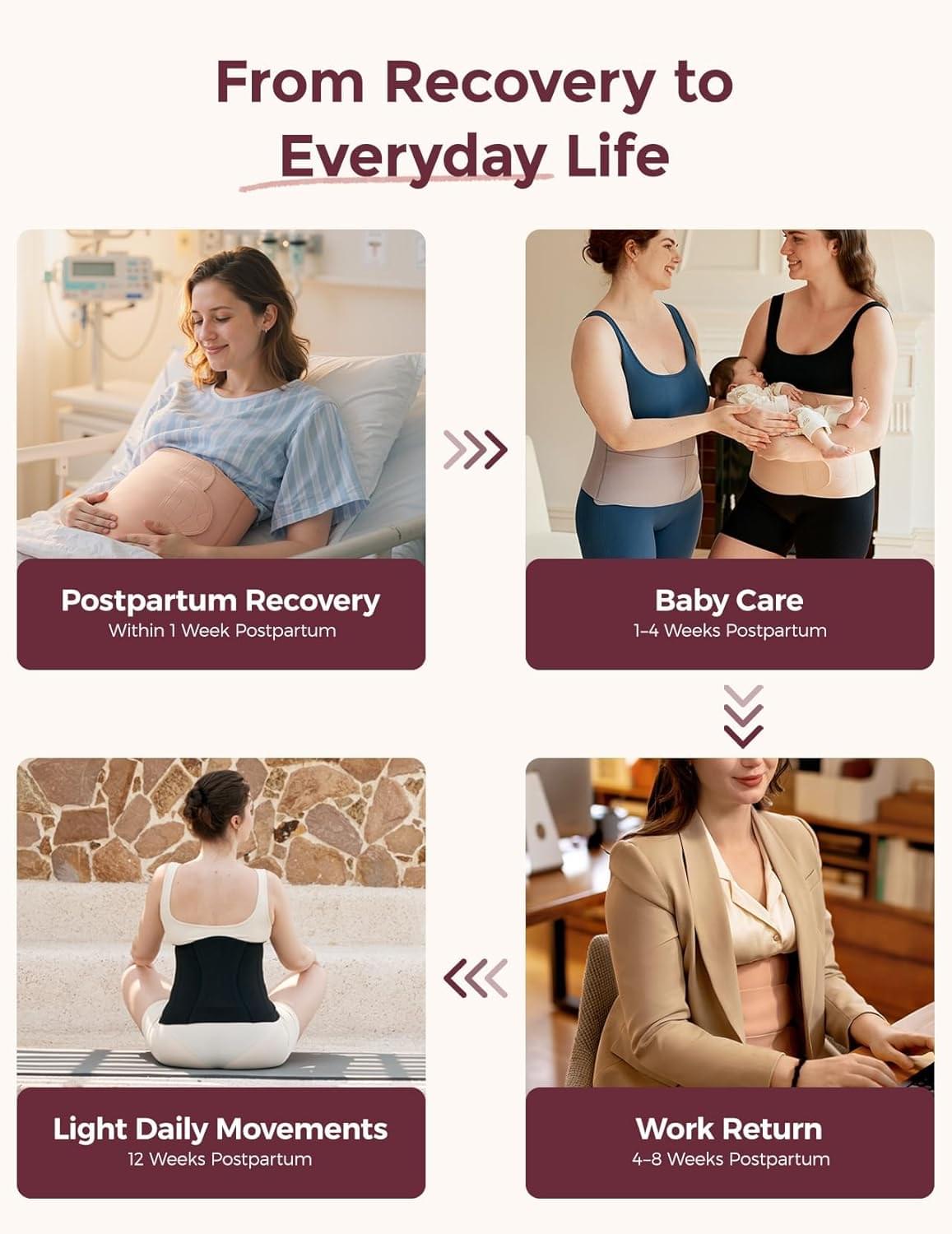 Momcozy Ergowrap Postpartum Back Support Belt, Beige - view 3