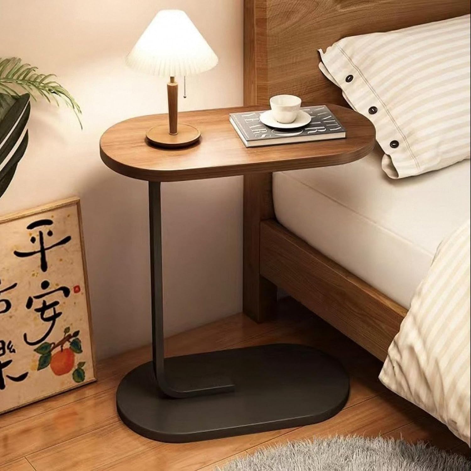 C-Shaped Side Table for Sofa and Bed