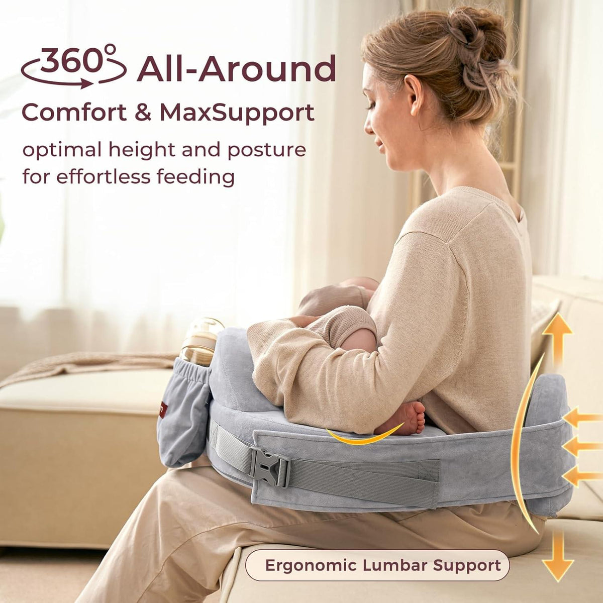 Momcozy CozyPro Nursing Pillow, Grey - view 5