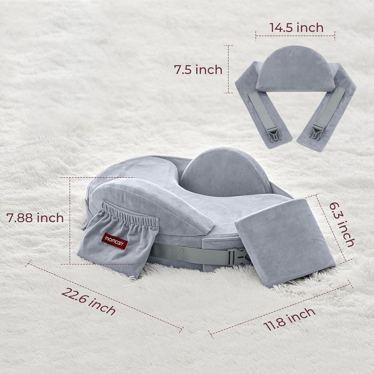 Momcozy CozyPro Nursing Pillow, Grey - view 3