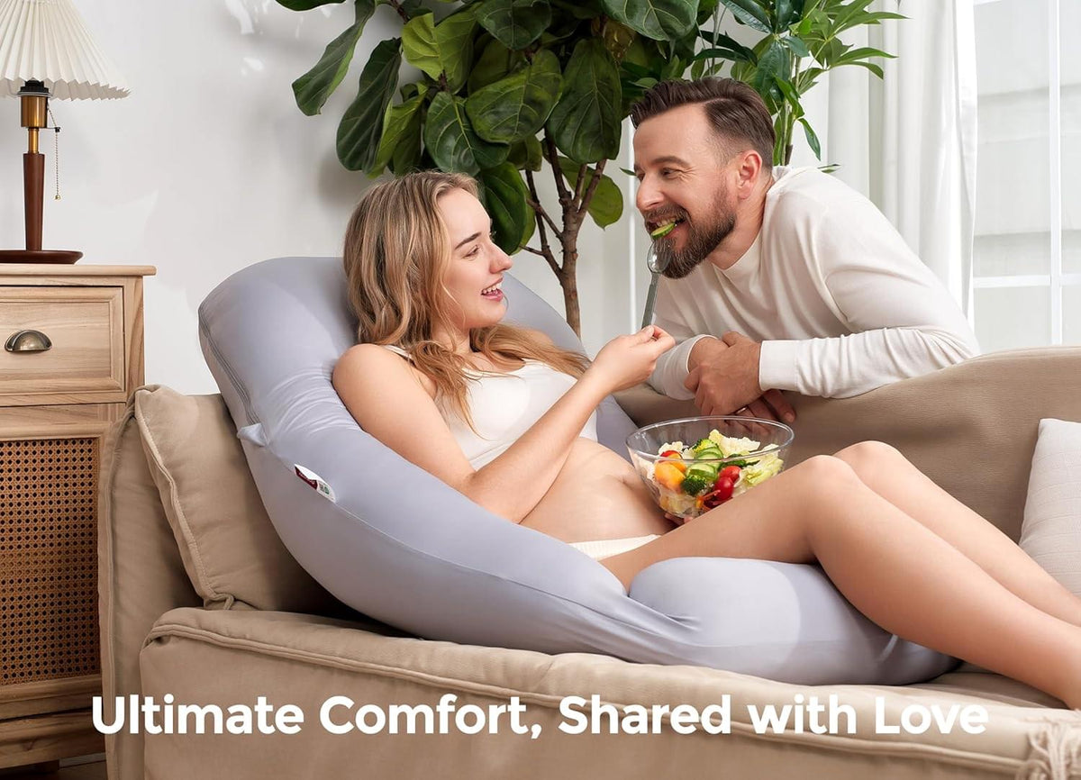 Momcozy Dreamline U Pro Pregnancy Pillow with Cooling Cover, Grey - view 3