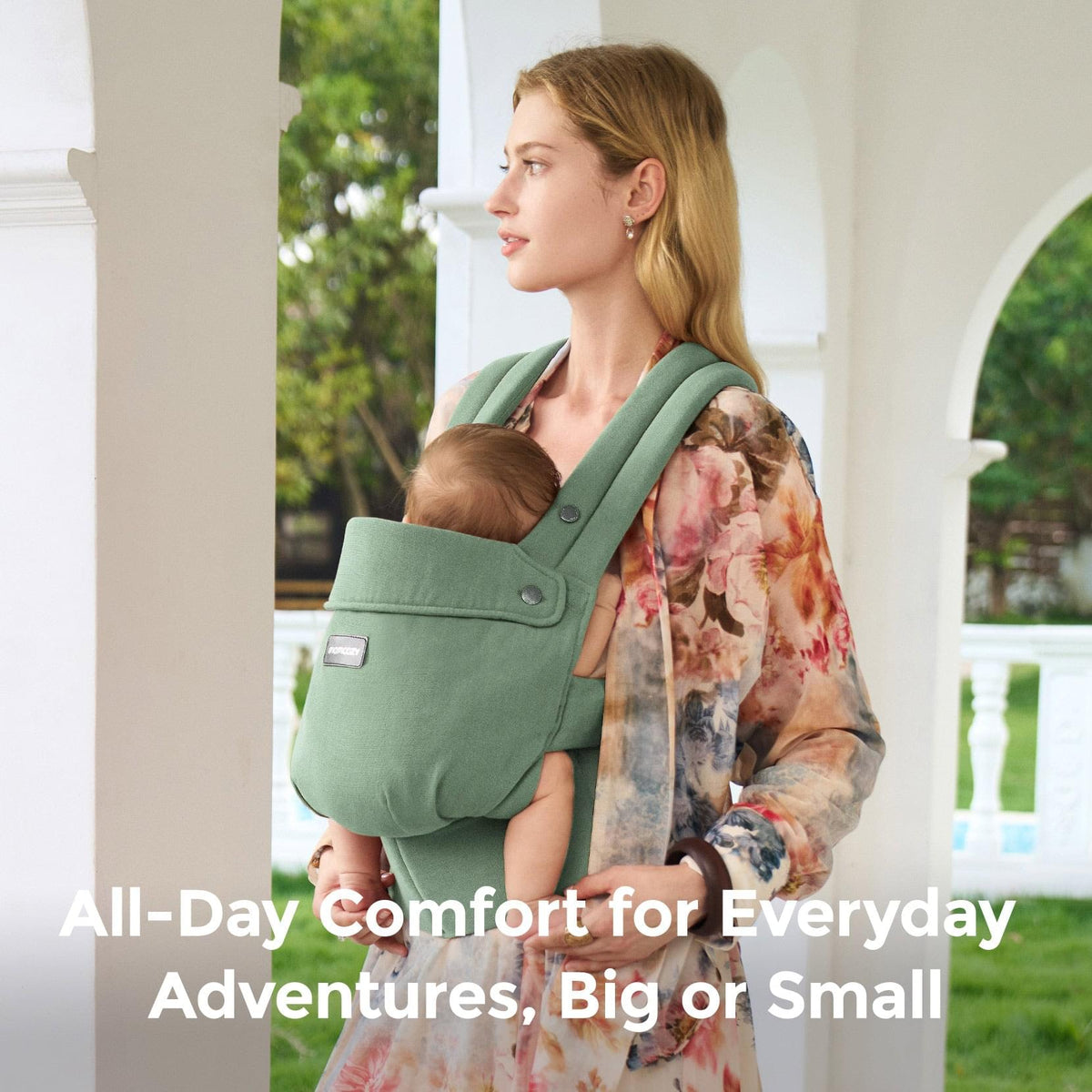 Momcozy GentleTouch Linen Baby Carrier, Sage Green - view 2