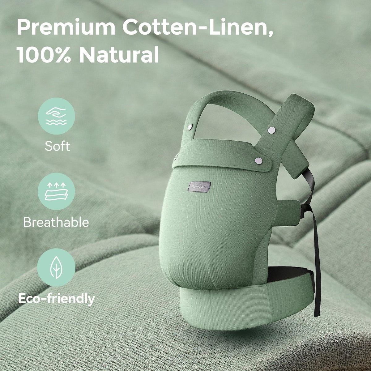 Momcozy GentleTouch Linen Baby Carrier, Sage Green - view 4