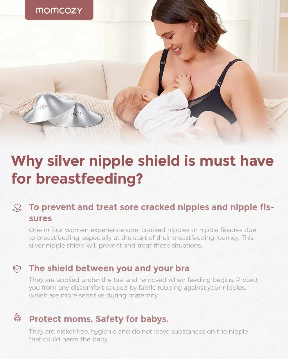 Momcozy 999 Silver Nipple Shields, Perforated - view 5