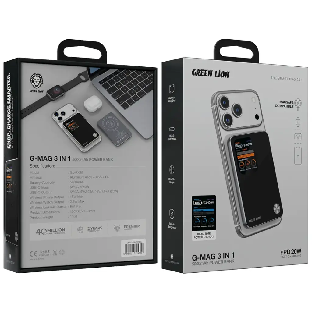 بنك طاقة Green Lion G-Mag 3 في 1