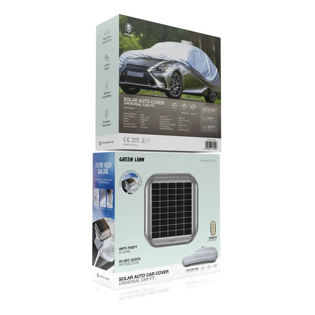 Green Lion Solar Auto Car Cover, Grey