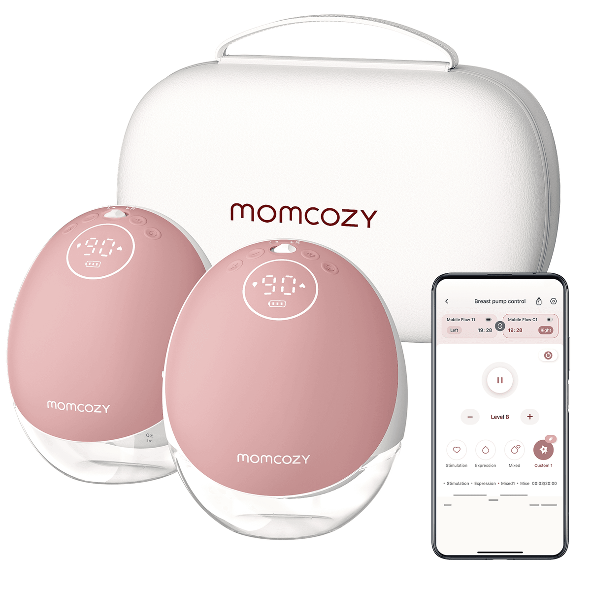 Momcozy M9 Wearable Breast Pump with App Control, Cozy Red