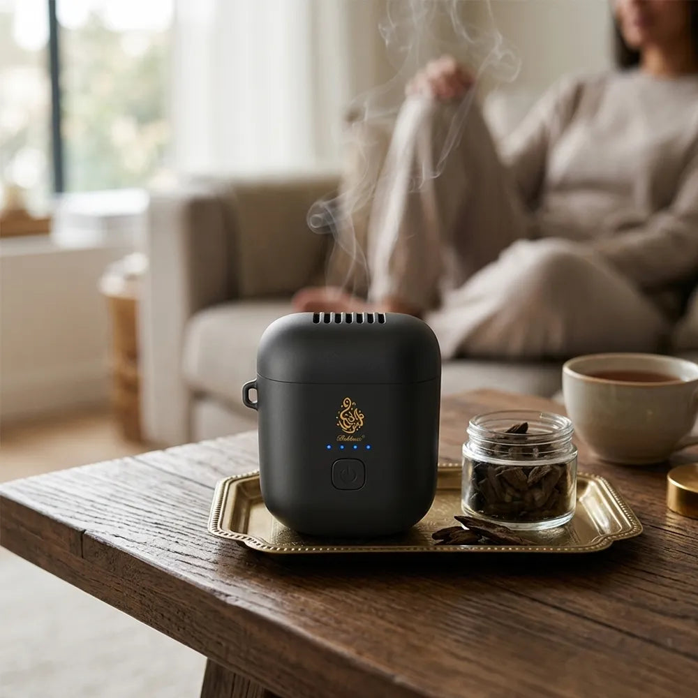 Garey Bukhoon Mini Portable Electric Bukhoor Burner, Black