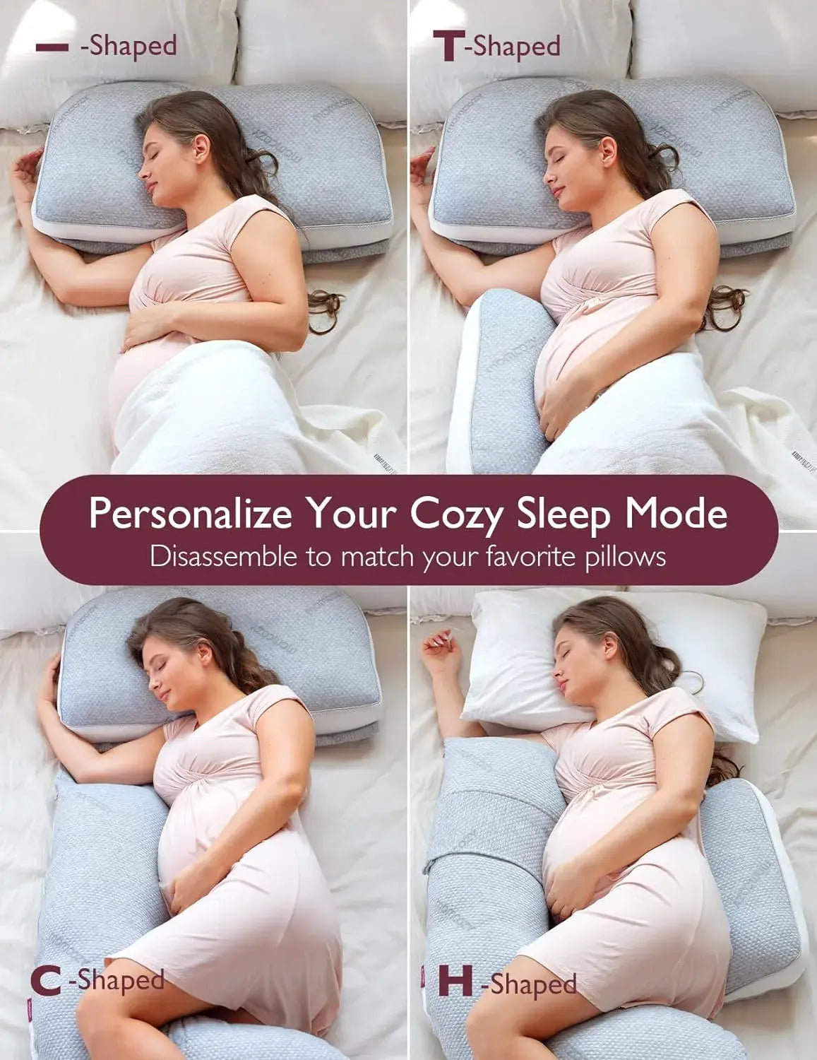 Momcozy G-Shaped Pregnancy Pillow, Grey - view 3