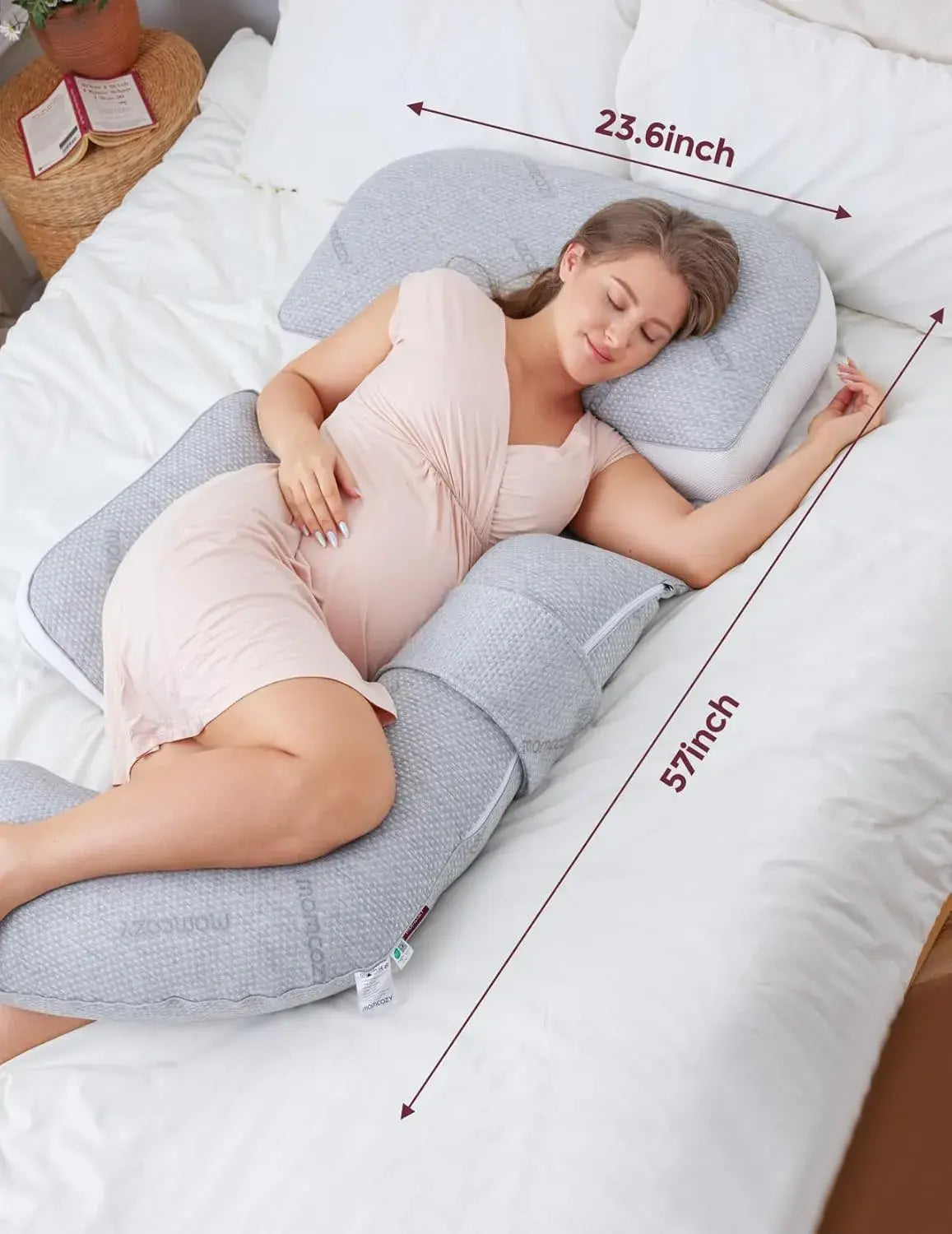 Momcozy G-Shaped Pregnancy Pillow, Grey - view 7