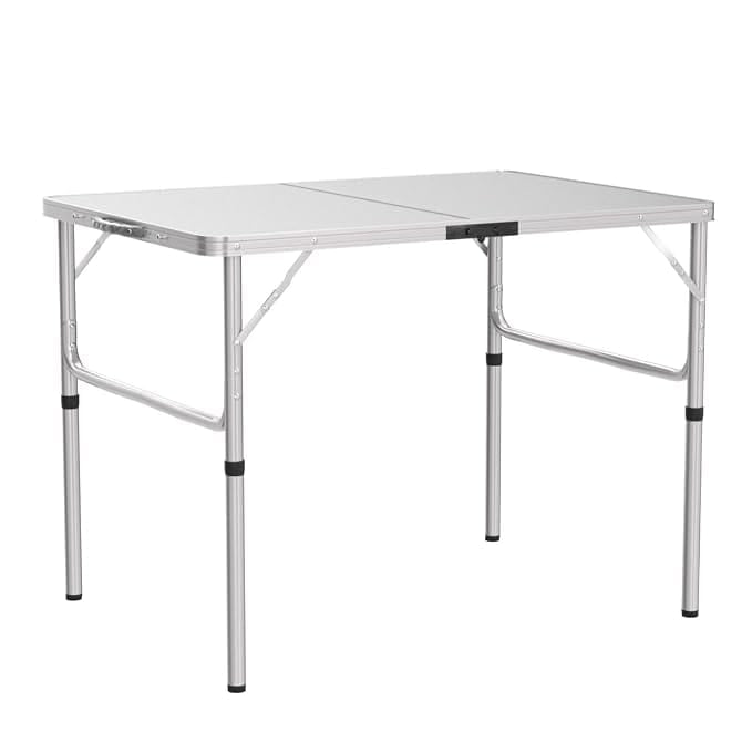 Living Accents Aluminum Foldable Camping Table, 120 x 60 x 70/62/54 cm