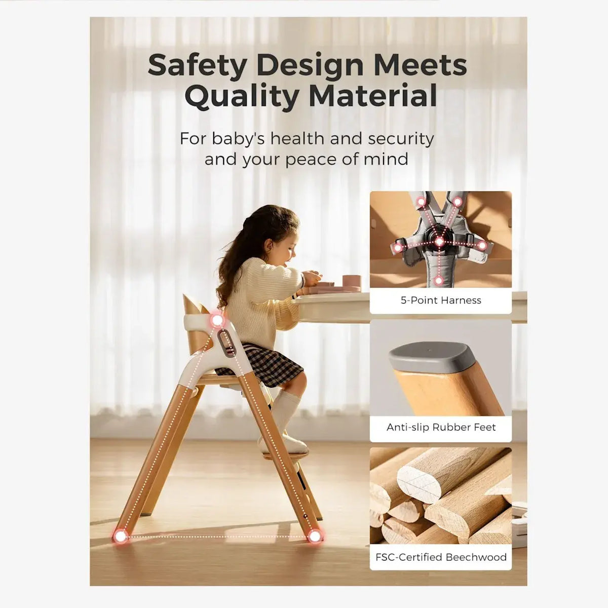 Momcozy DinerPal 5-in-1 Wooden High Chair - view 4