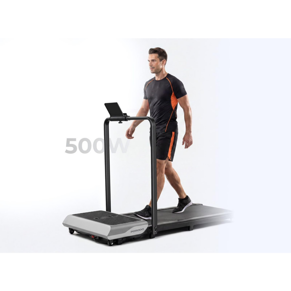 Porodo Athlete Dual-Function Treadmill with Built-in Vibration Training, Black