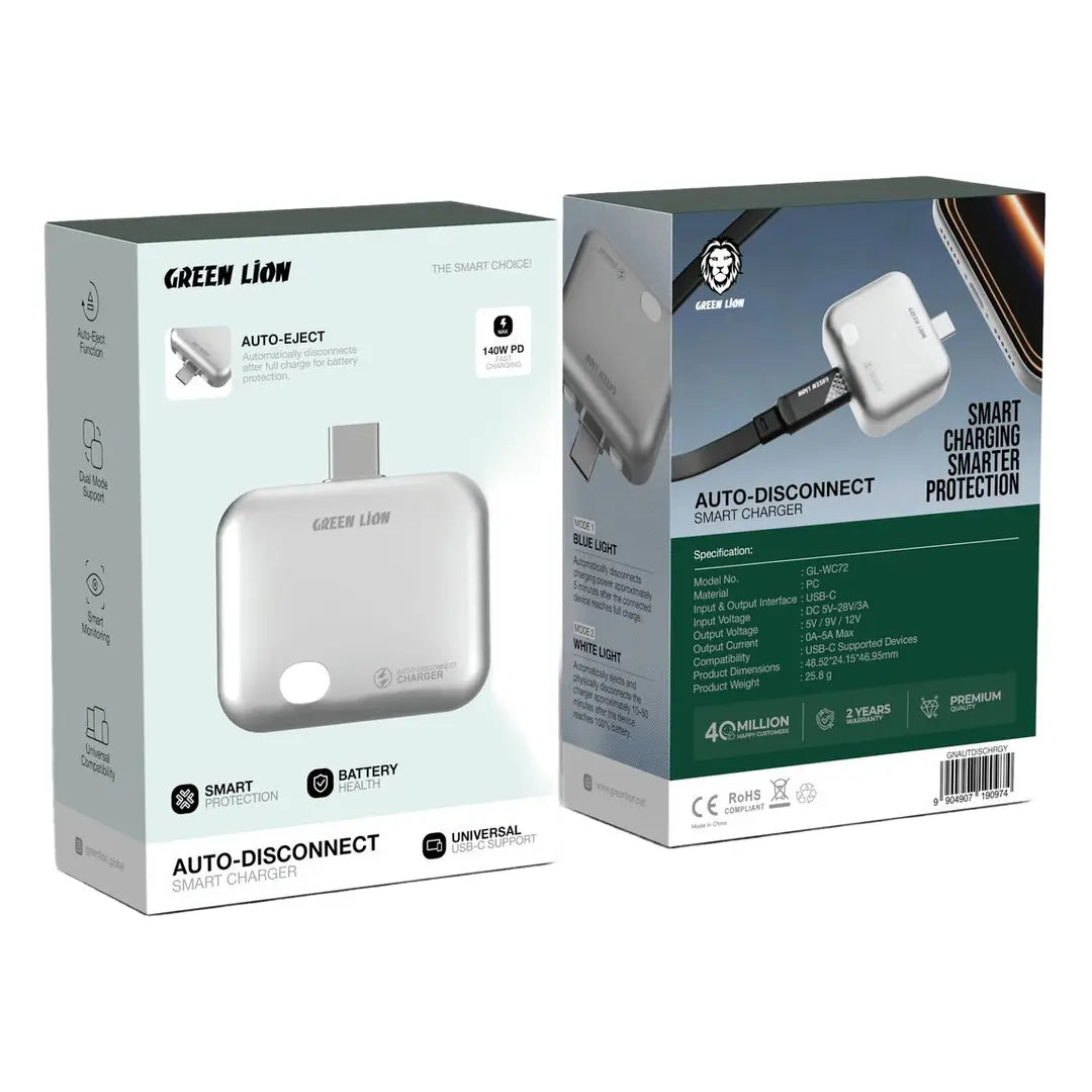 Green Lion Auto-Disconnect Smart Charger, available in Qatar from Oasis Store