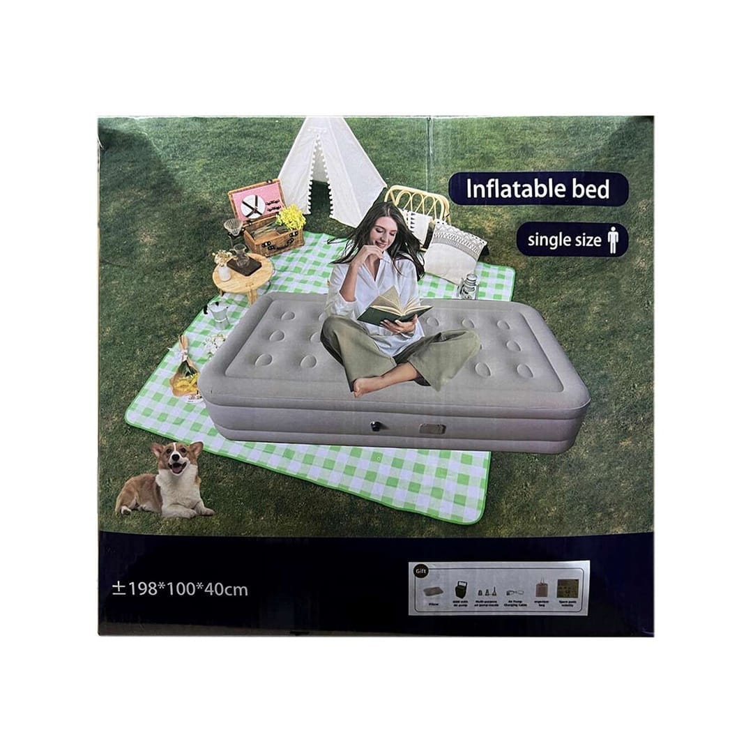 Qstar Inflatable Single Air Bed with Built-In Electric Pump