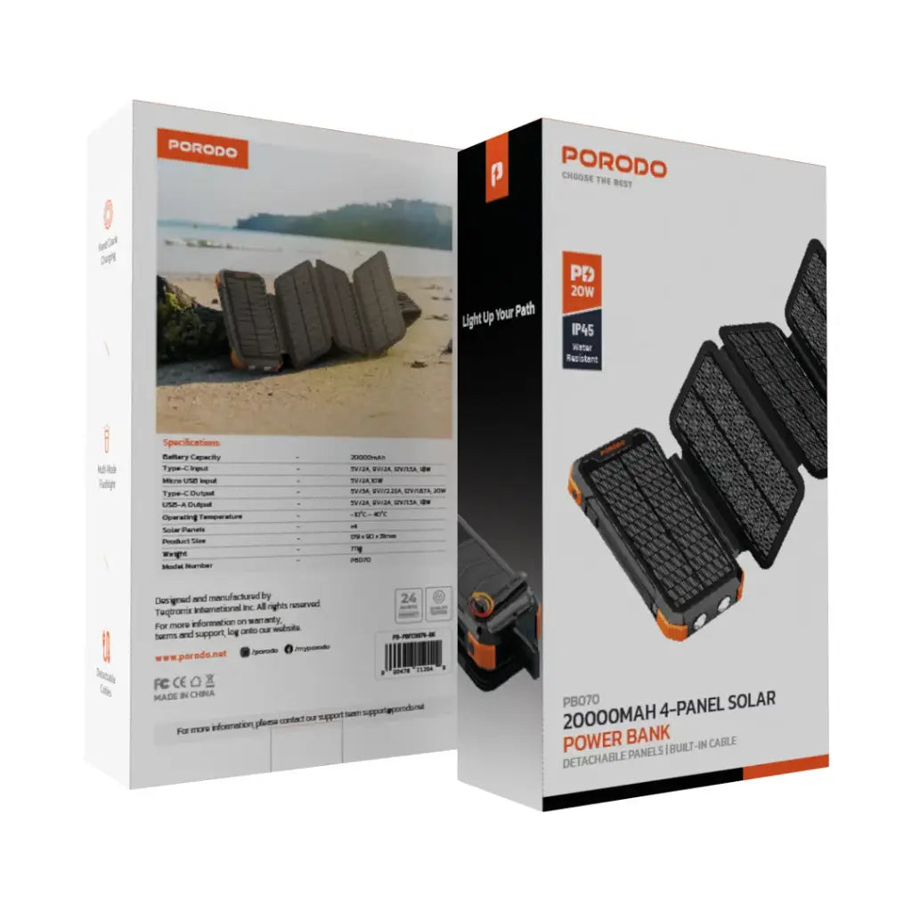 Porodo 20000mAh Solar Power Bank, photo 2 of 3, Oasis Store Qatar