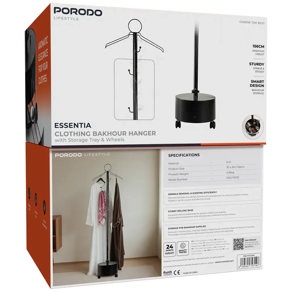 Porodo Essentia Garment Steamer, photo 3 of 5, Oasis Store Qatar