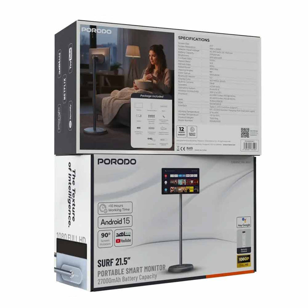 Porodo Surf 21.5" Portable Smart Monitor, photo 3 of 3, Oasis Store Qatar