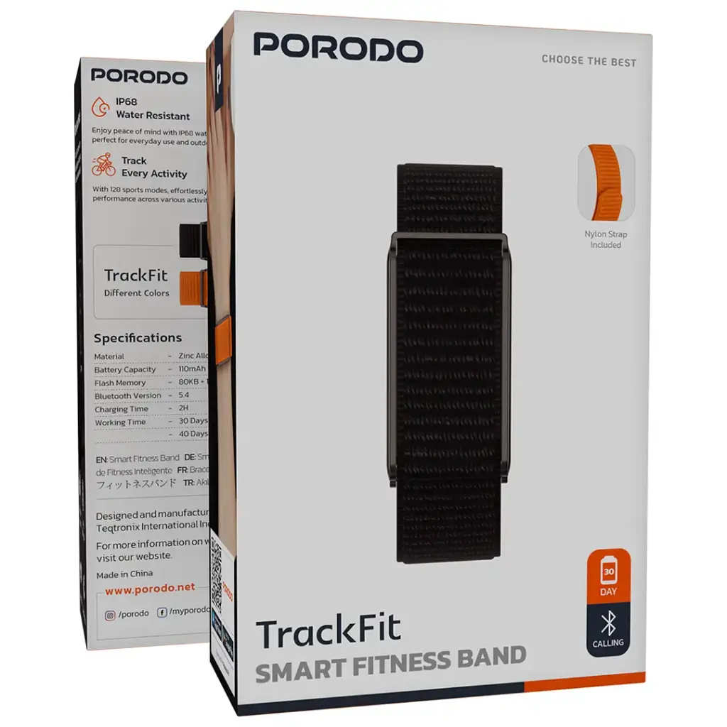 Porodo TrackFit Smart Fitness Band, available in Qatar from Oasis Store