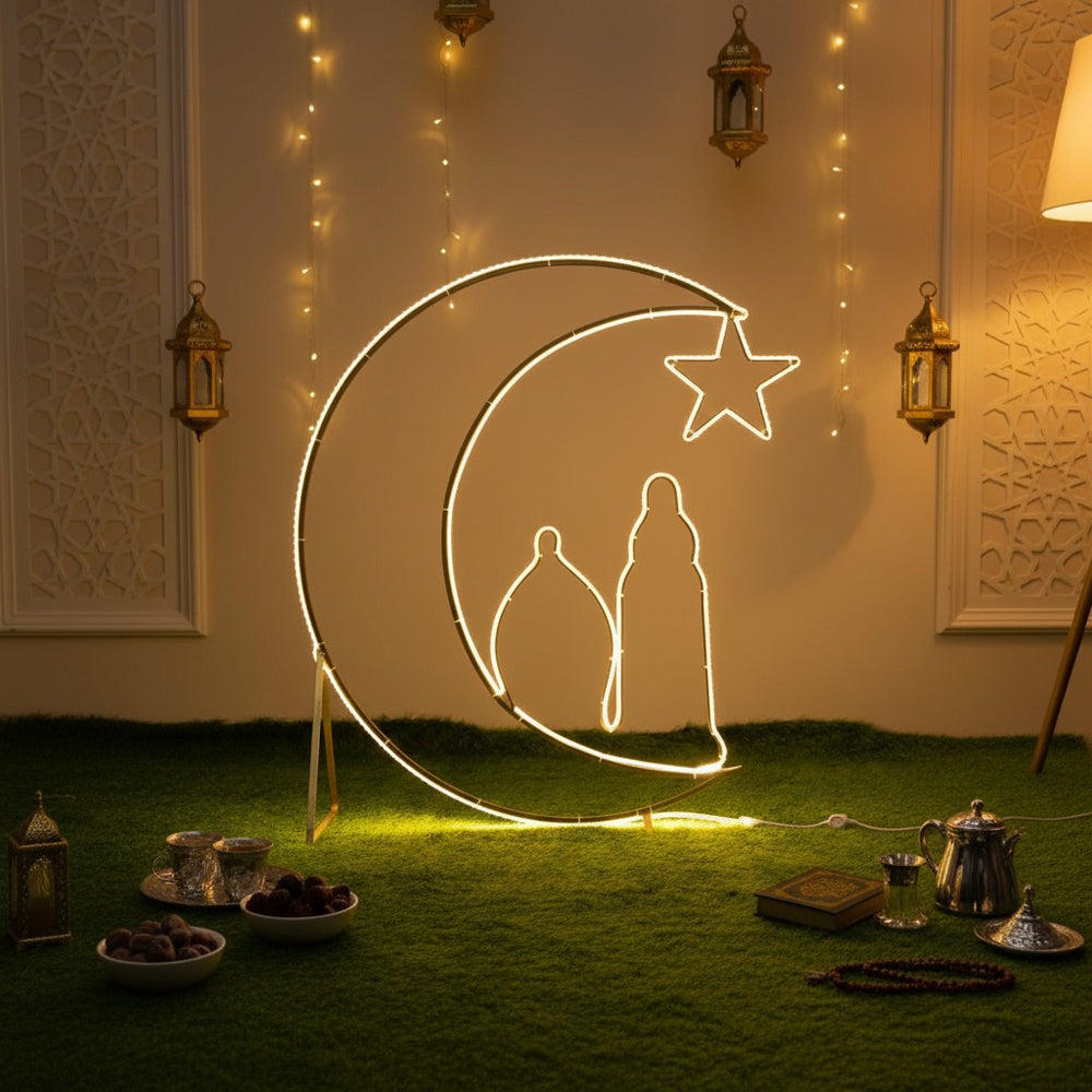 Ramadan Crescent & Star LED Floor Light, photo 3 of 4, Oasis Store Qatar