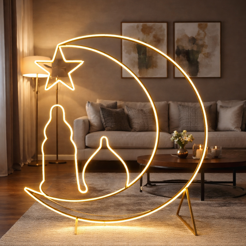 Ramadan Crescent & Star LED Floor Light, photo 4 of 4, Oasis Store Qatar