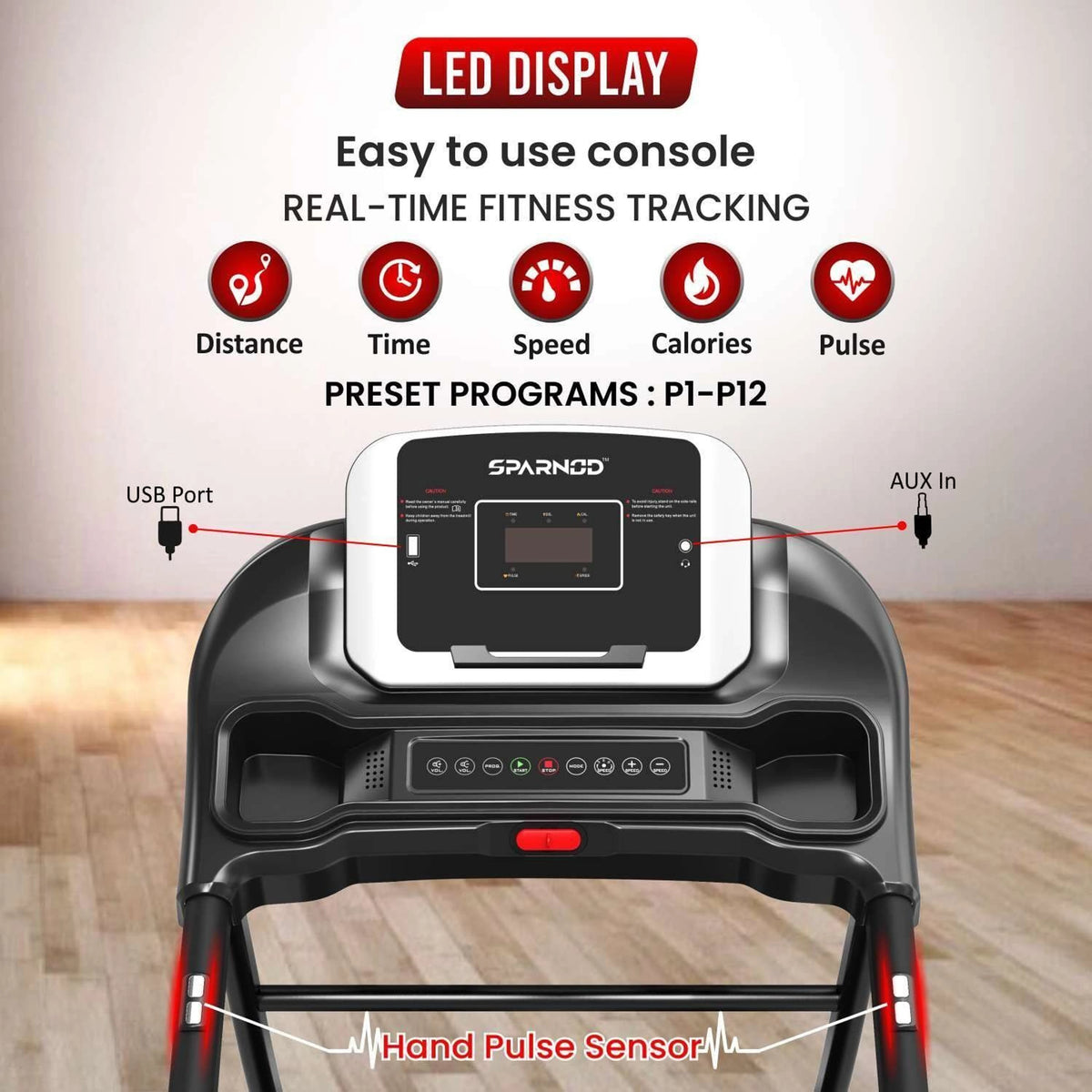 جهاز مشي كهربائي Sparnod Fitness STH-1250 أوتوماتيكي