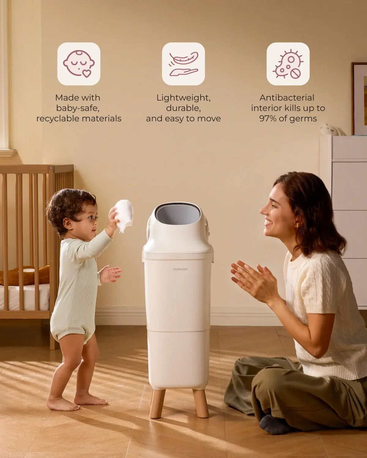 Momcozy Triple-Seal Diaper Pail, 22L - view 4