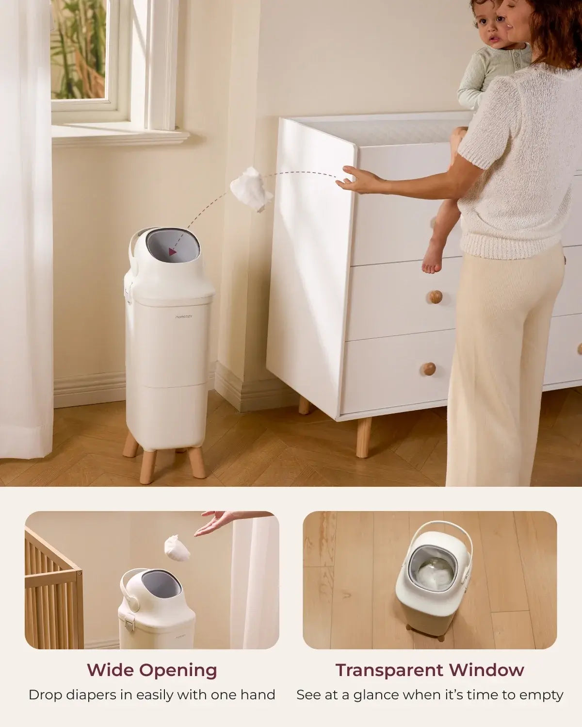 Momcozy Triple-Seal Diaper Pail, 22L - view 7